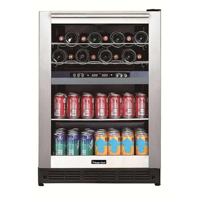 Magic Chef - Dual Zone Built-In Wine and Beverage Cooler - Stainless - BTWB530ST1