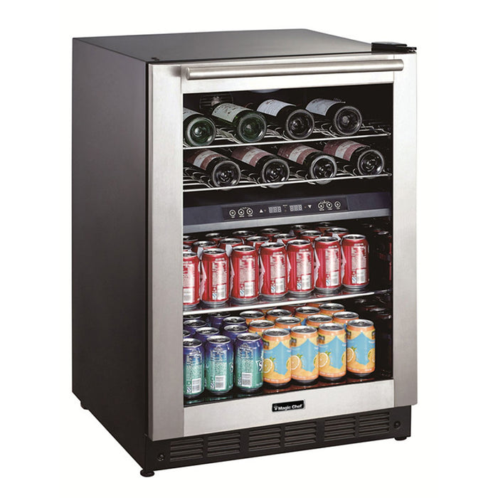 Magic Chef - Dual Zone Built-In Wine and Beverage Cooler - Stainless - BTWB530ST1